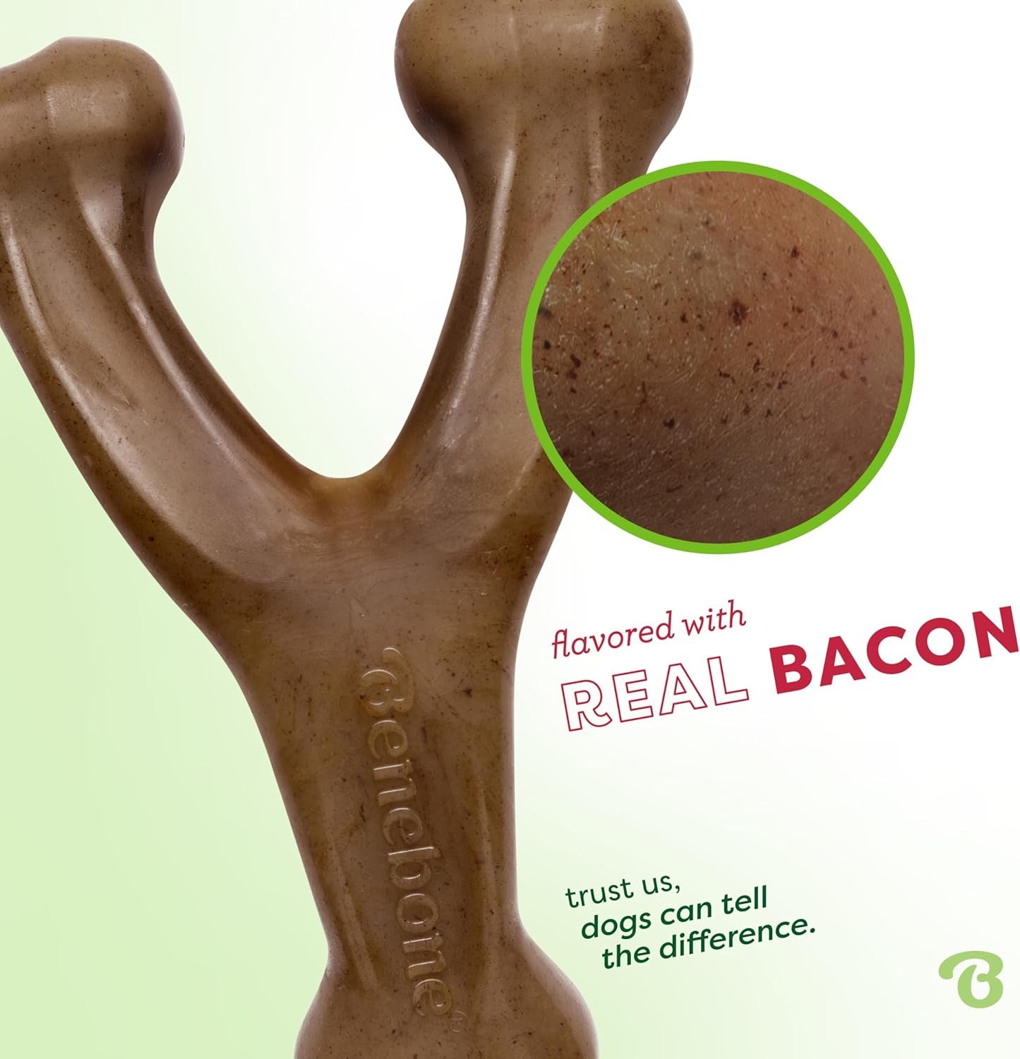 Wishbone Durable Dog Chew Toy for Aggressive Chewers, Real Bacon, Made in USA, M