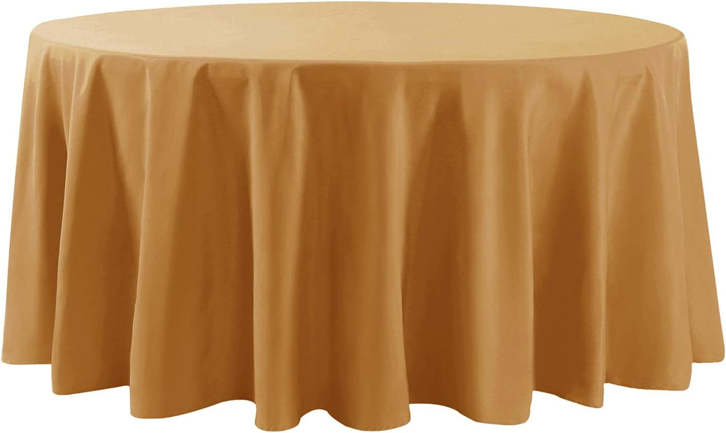120 Inch round Tablecloth - Stain and Wrinkle Resistant Washable Polyester Table