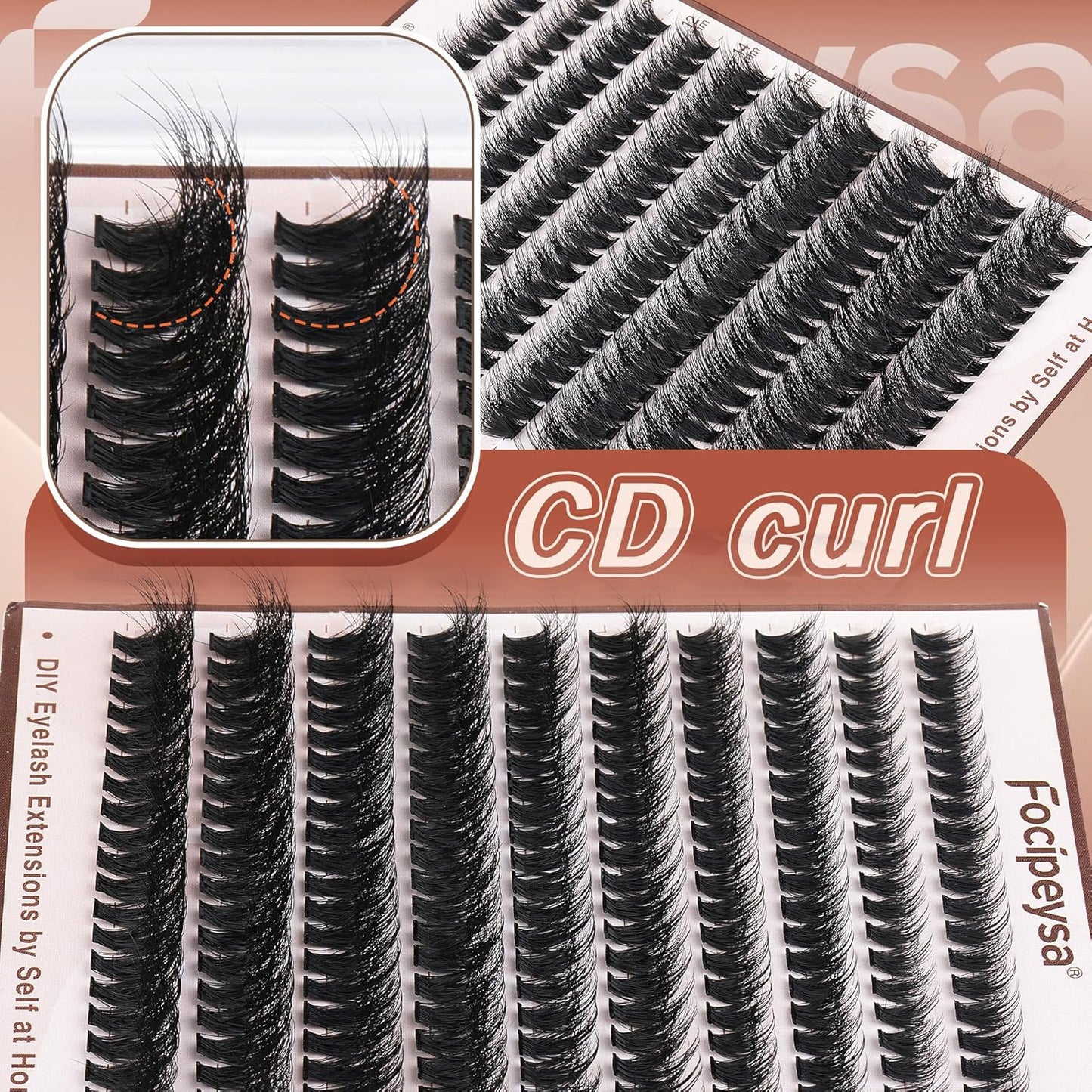 Volume Lash Clusters Kit D Curl Lashes Extensions Thick Volume Eyelash Clusters
