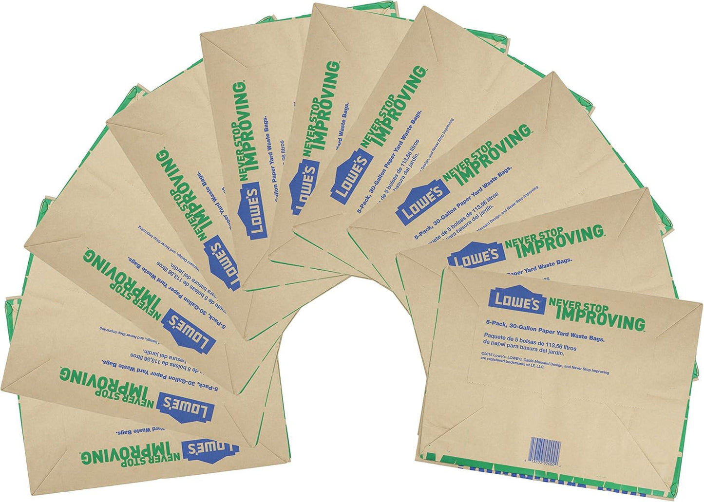 30 Gallon Heavy Duty Brown Paper Lawn and Refuse Bags for Home and Garden (10 Co