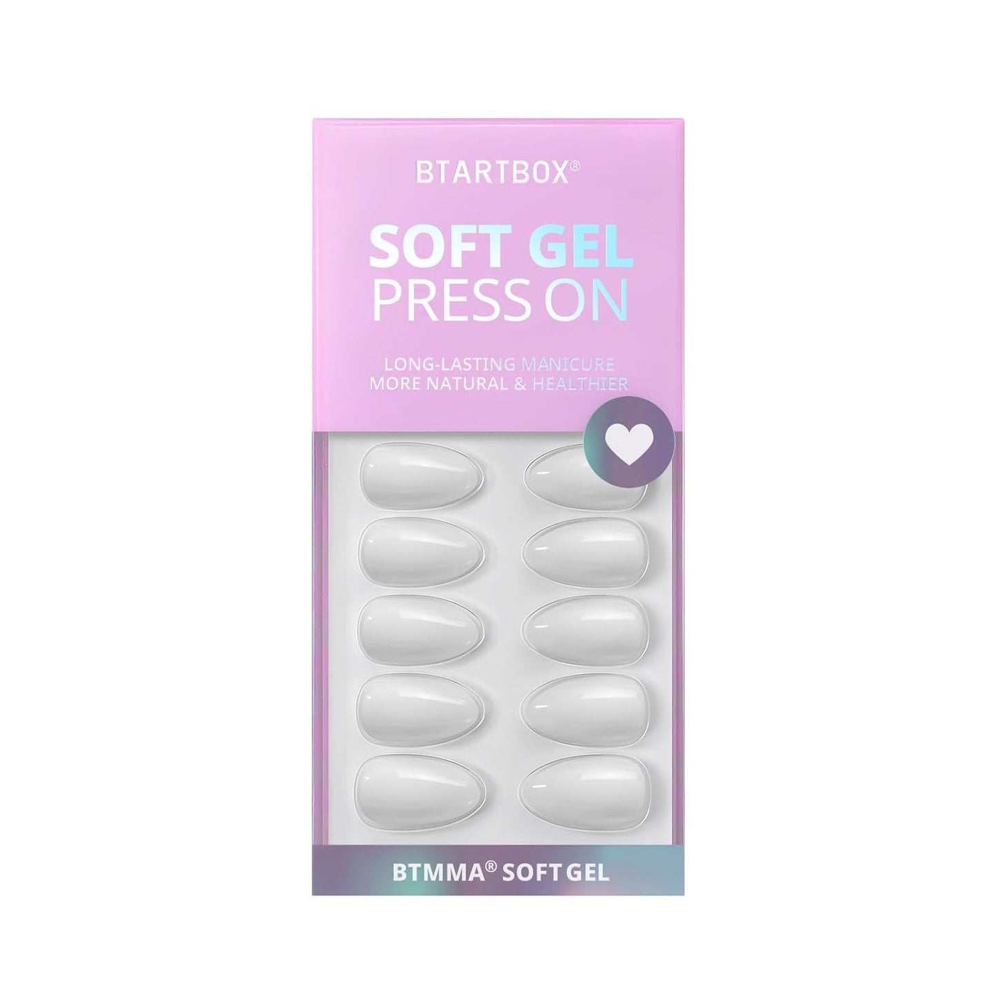 White Press on Nails Short - Soft Gel Press on Nails Almond, White Glue on Nails