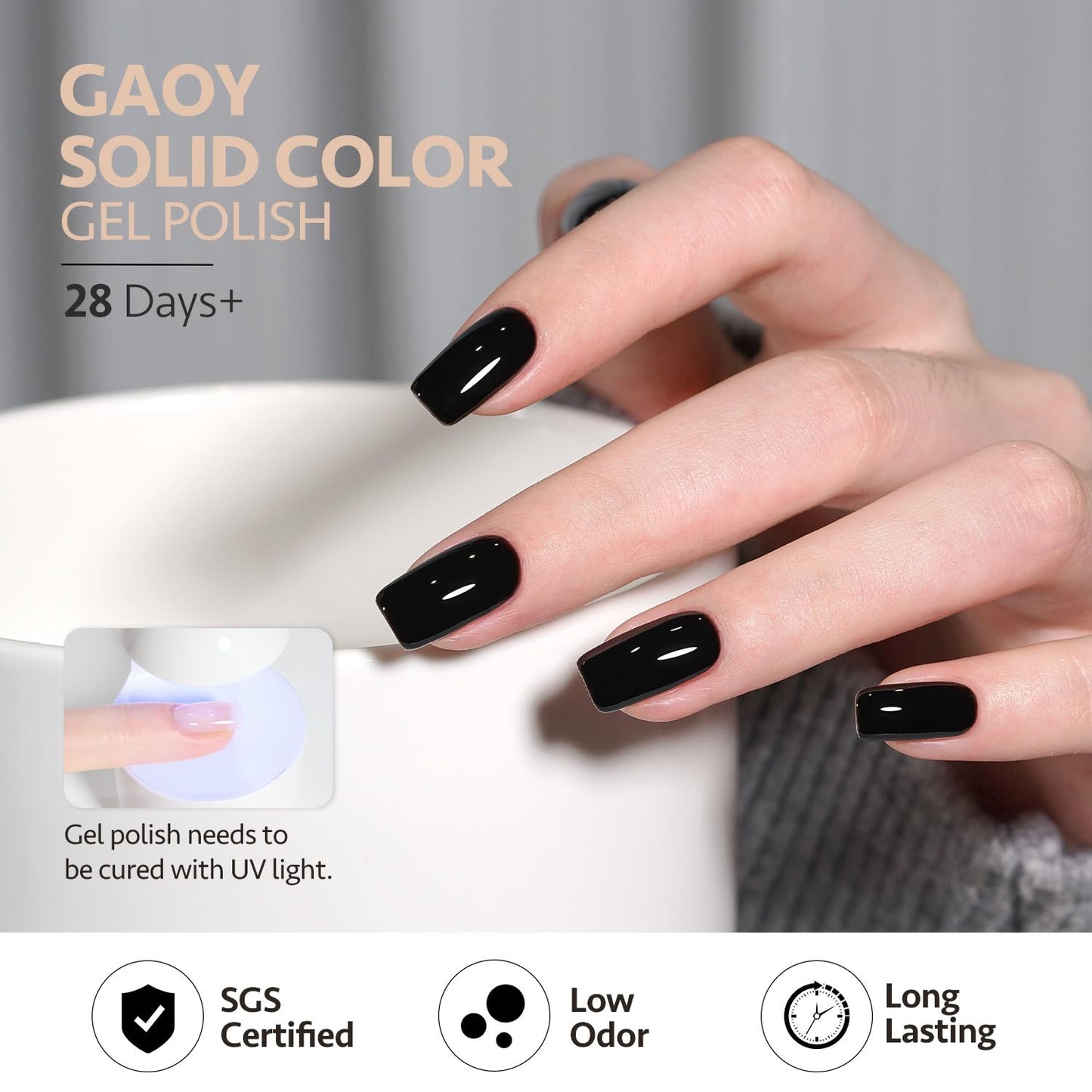 White Red Black Gel Nail Polish Set, 6 Colors Brown Pink Nude Soak off UV Light