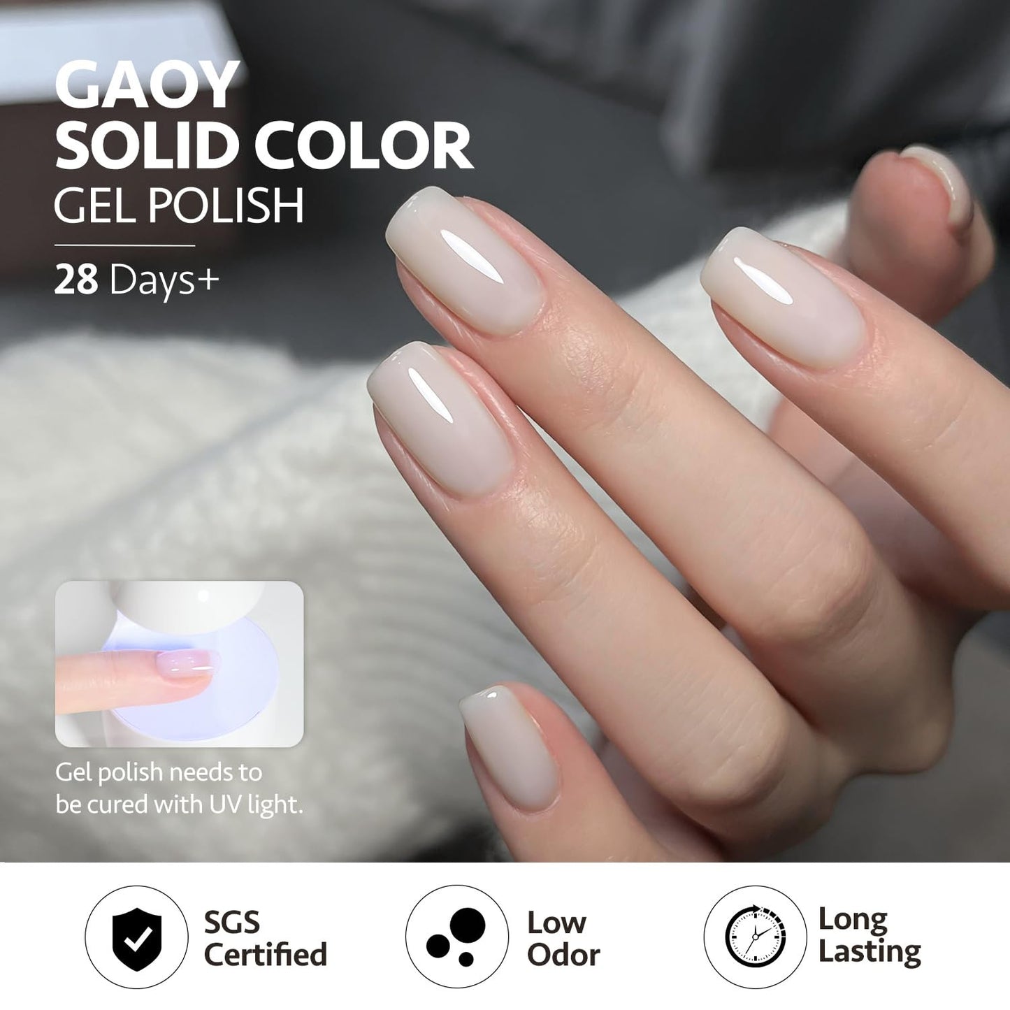White Gel Nail Polish Set, 6 Colors Jelly Milky White Soak off UV Light Cure Gel