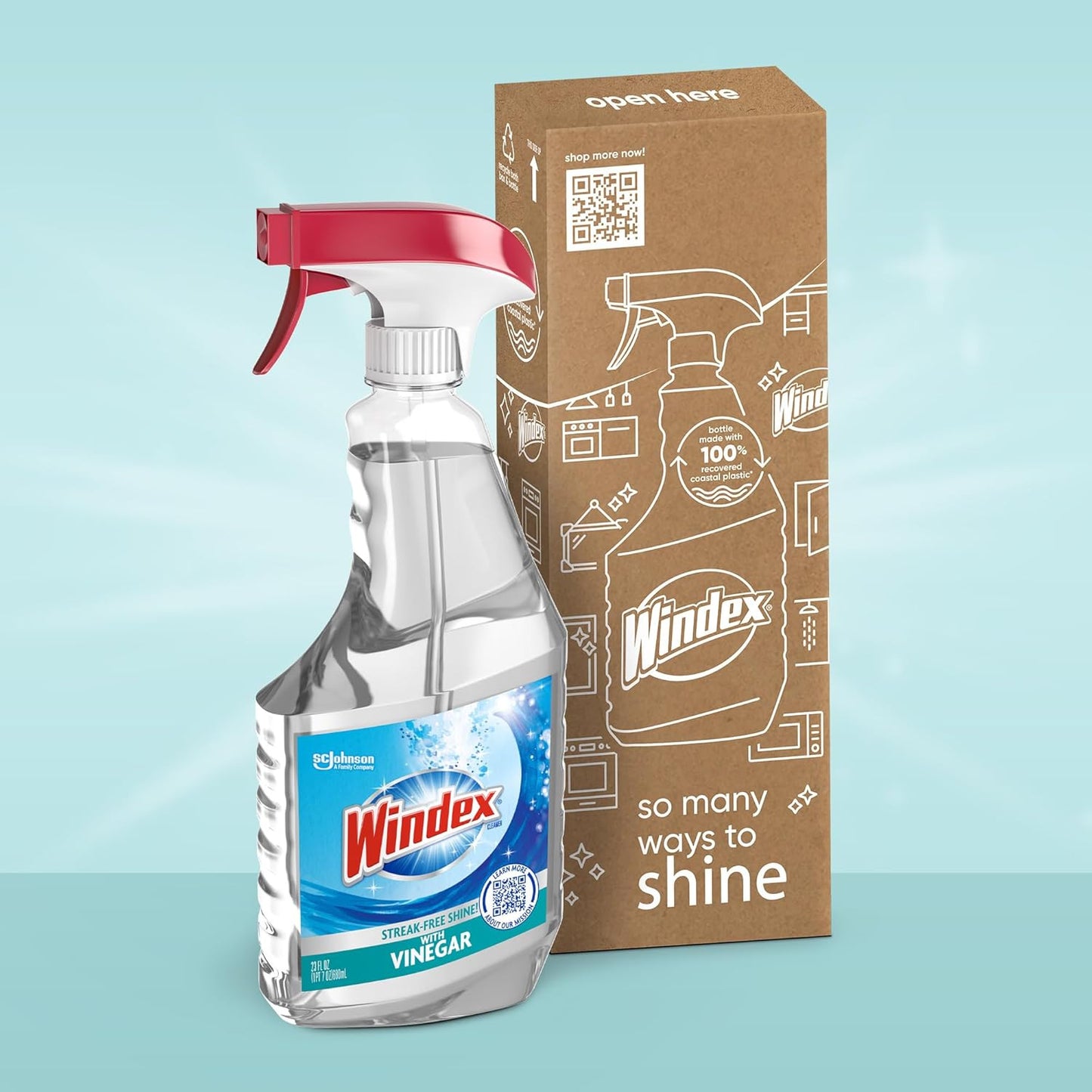 Vinegar Glass and Surface Cleaner Spray Bottle, Packaging Designed to Prevent Le