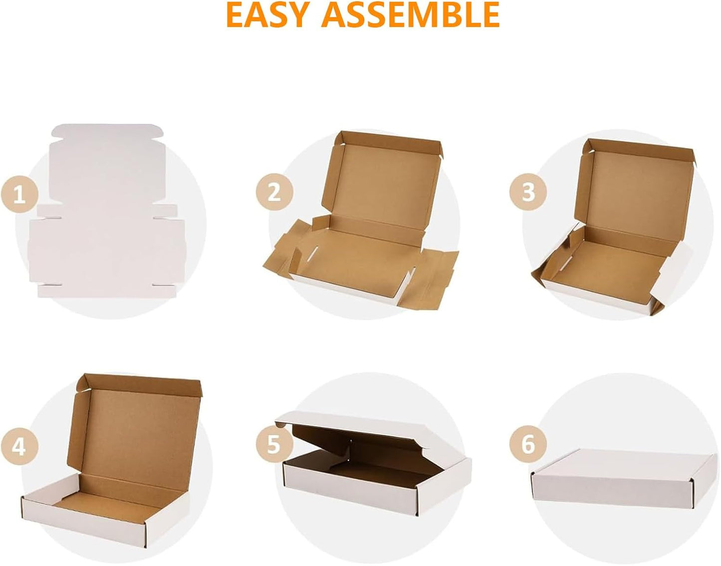 50 Pack 7X5X2 Small Shipping Boxes, White Corrugated Cardboard Packaging Box for