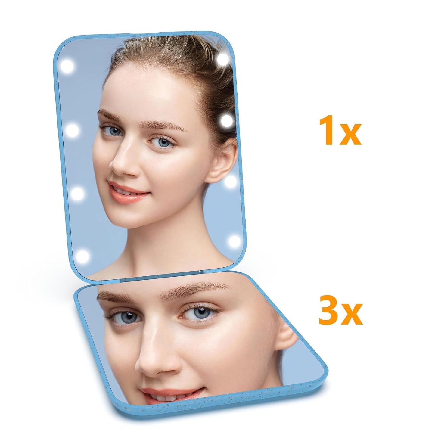 Wheat Straw Pocket Mirror, 1X/3X Magnification Travel Mirror for Purse, Folding