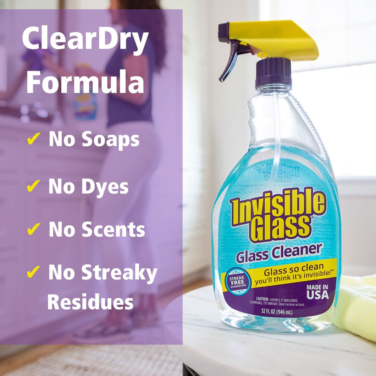92194-4PK Premium Glass and Window Cleaner for Auto and Home Cleans Glass, Windo
