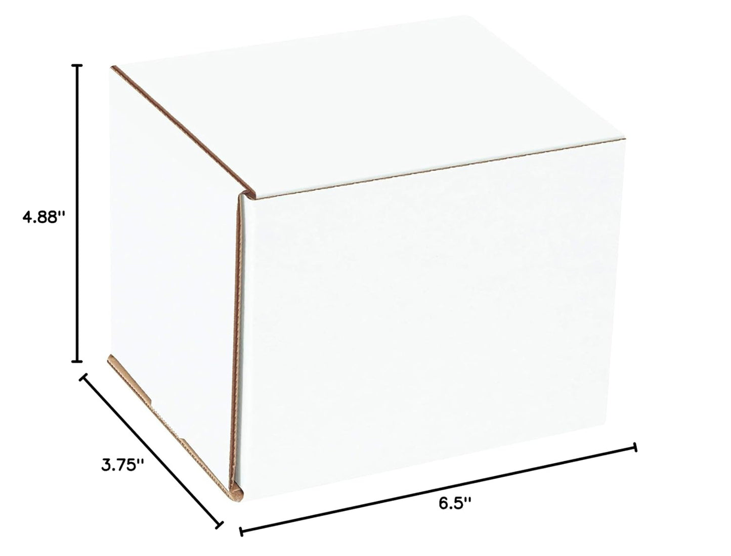 White Corrugated Cardboard Mailing Boxes, 6 1/2 X 4 7/8 X 3 3/4 Inches, Pack of