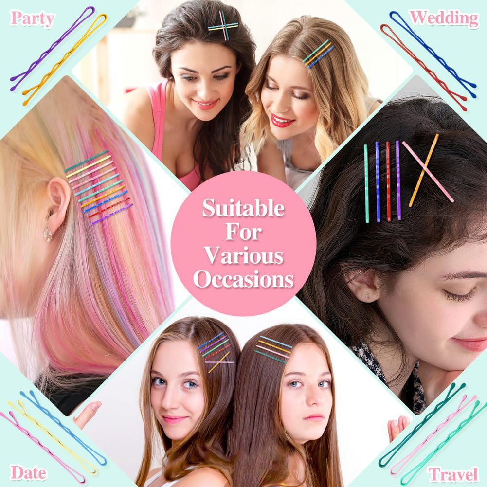 150 Pcs 2.2 Inch Mix Colorful Bobby Pin for Girls Women, Hair Pins with Cute Box