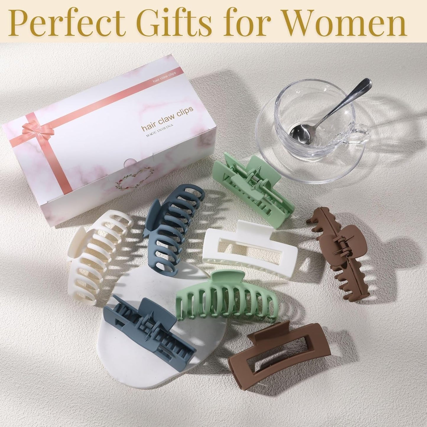 8 Pack Hair Clips for Women 4.3 Inch Large Hair Claw Clips for Women Thin Thick