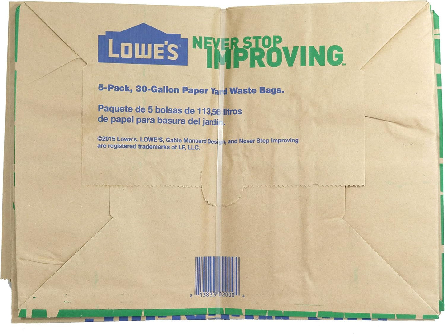 30 Gallon Heavy Duty Brown Paper Lawn and Refuse Bags for Home and Garden (10 Co