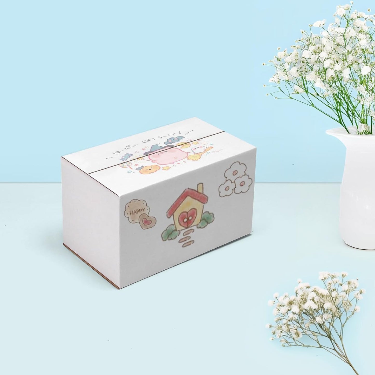 25 Pack Small Shipping Boxes 7X4X4 Inches, White Corrugated Cardboard Box for Sh