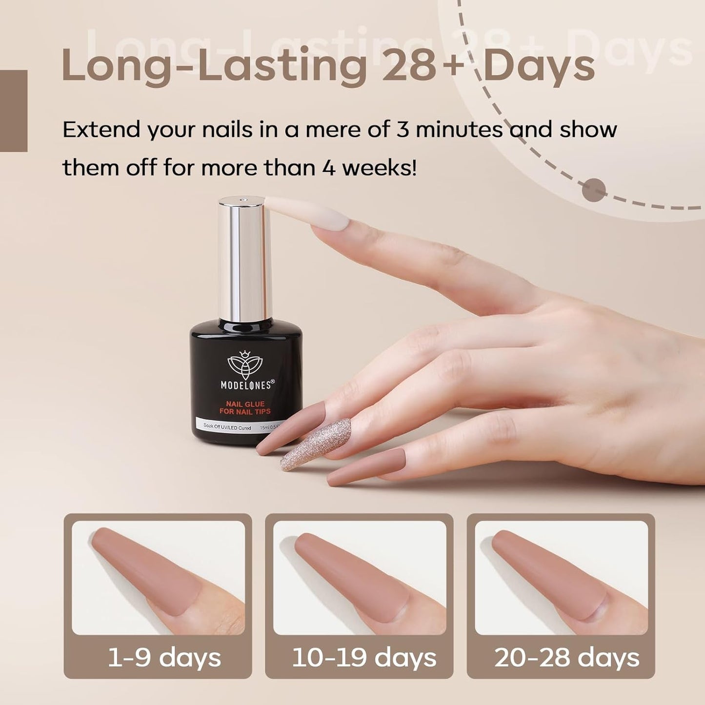9 in One Nail Glue Polish Set Brush on Gel Nail Glue 15Ml for Rhinestone, Base G