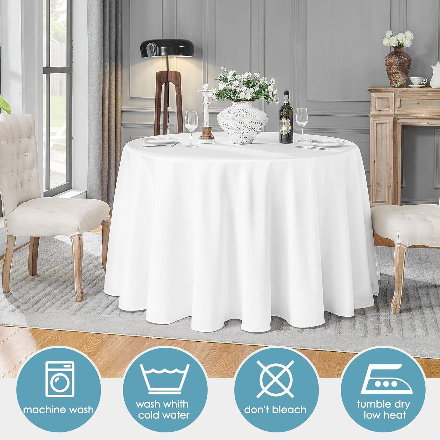 120Inch round Tablecloth Polyester Table Cloth,Stain Resistant and Wrinkle Polye