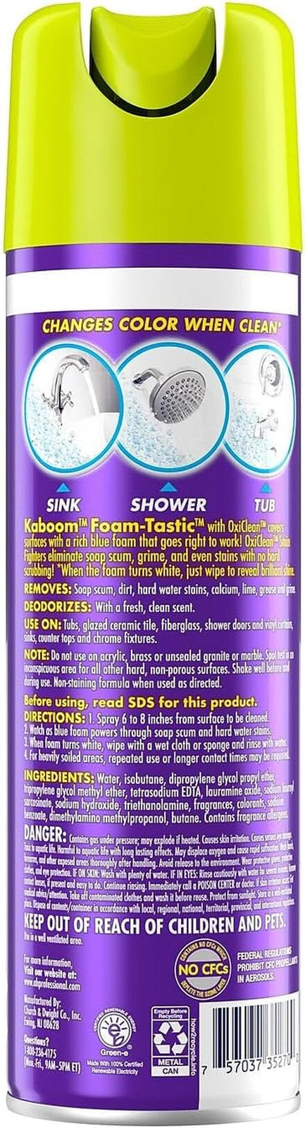 5703700071CT Foamtastic Bathroom Cleaner, Fresh Scent, 19 Oz Spray Can, 8/Carton