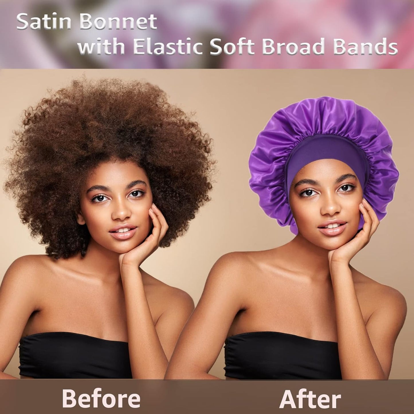 3 Pack Satin Bonnet Silk Hair Bonnet for Sleeping, Sleep Bonnets for Women Large