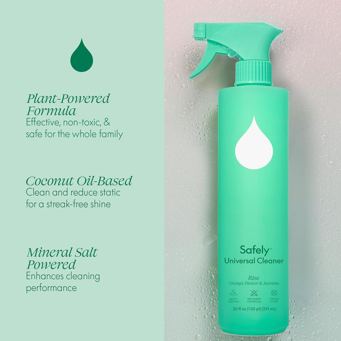 Universal Cleaner–Plant-Based Multi-Purpose Spray with Rise Scent|Bleach-Free,Sa