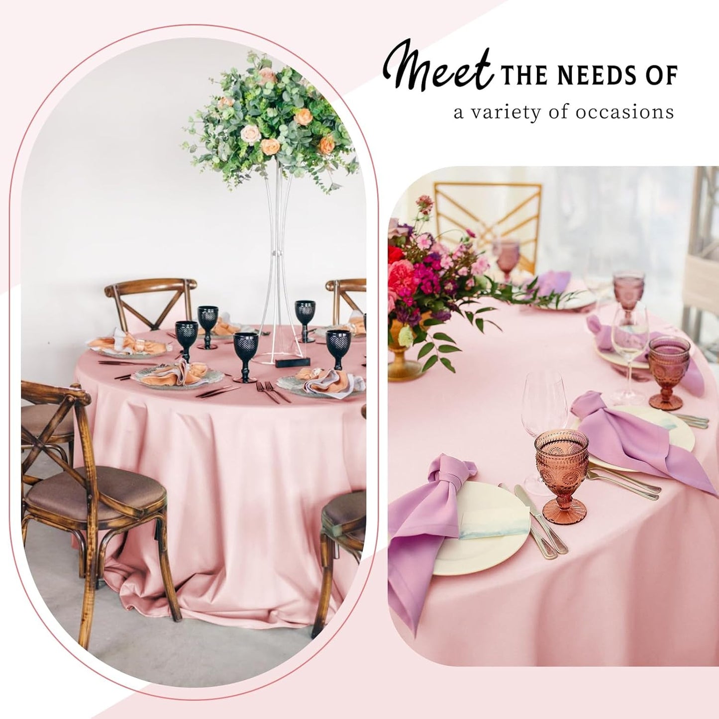 6 Packs Satin Tablecloth 120 Inch Rose Gold round Table Cloth Silk Tablecloth Sm