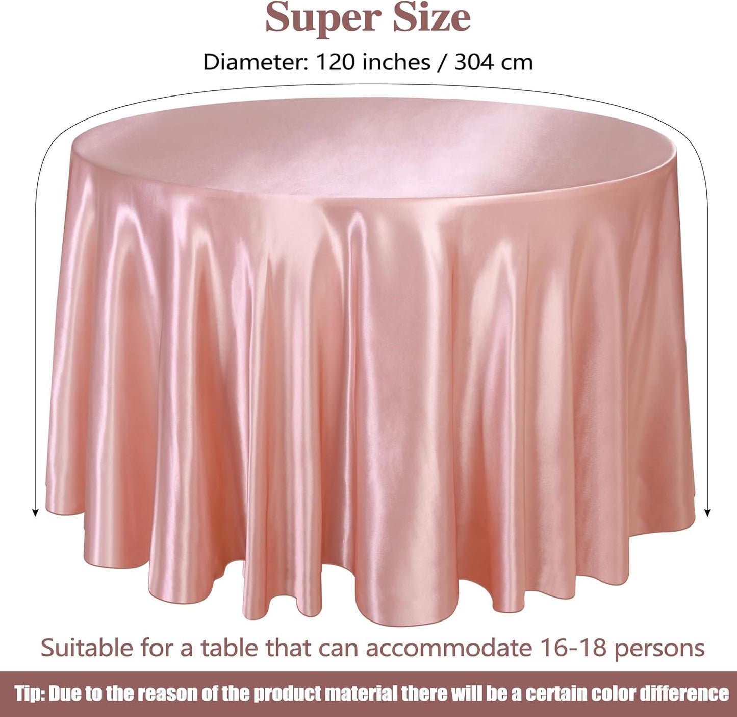 120 Inches round Satin Tablecloths Rose Gold Overlay round Satin Table Cover Bri
