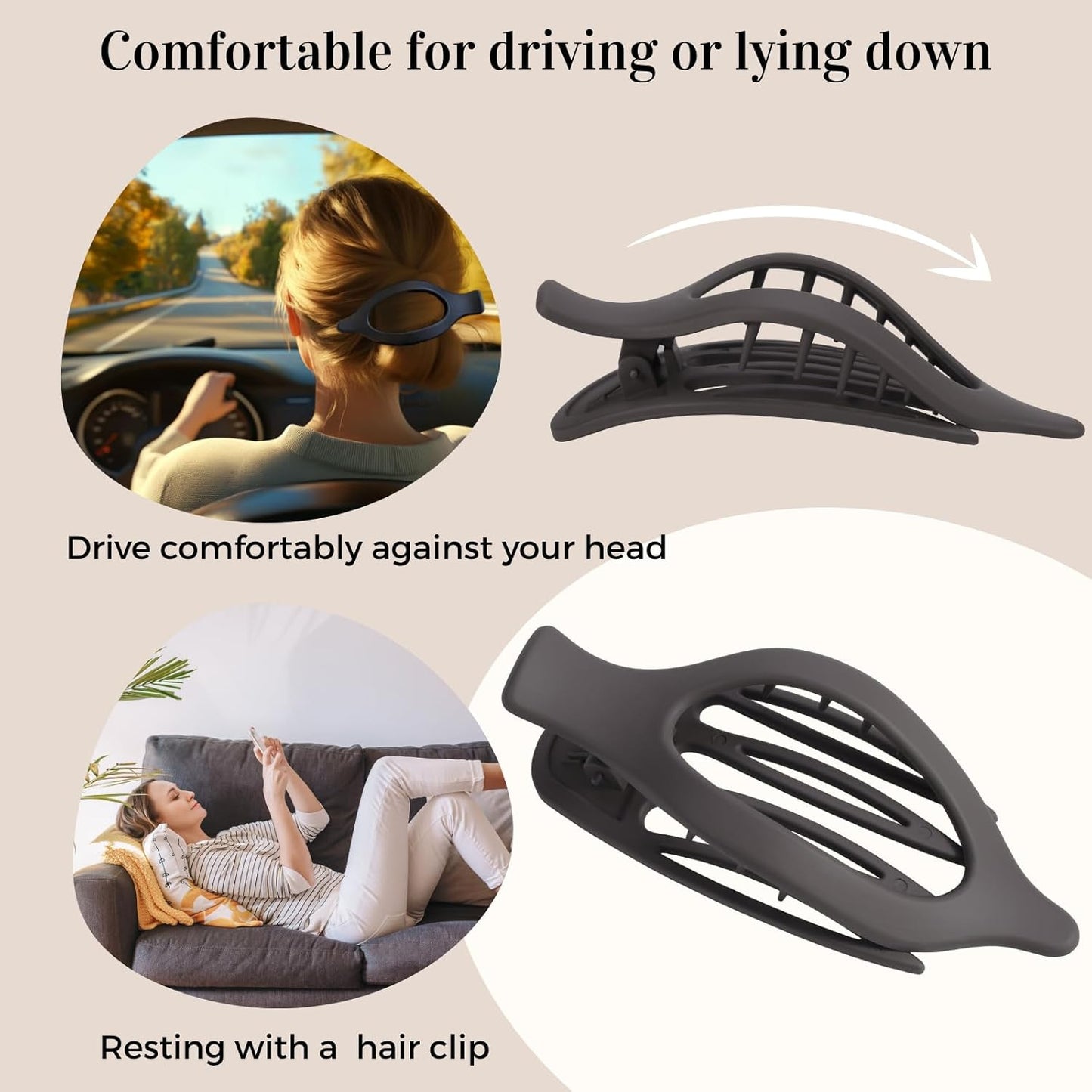 8 Pack Brown Flat Hair Clips – Neutral Matte French Brown Claw Clips for Women,
