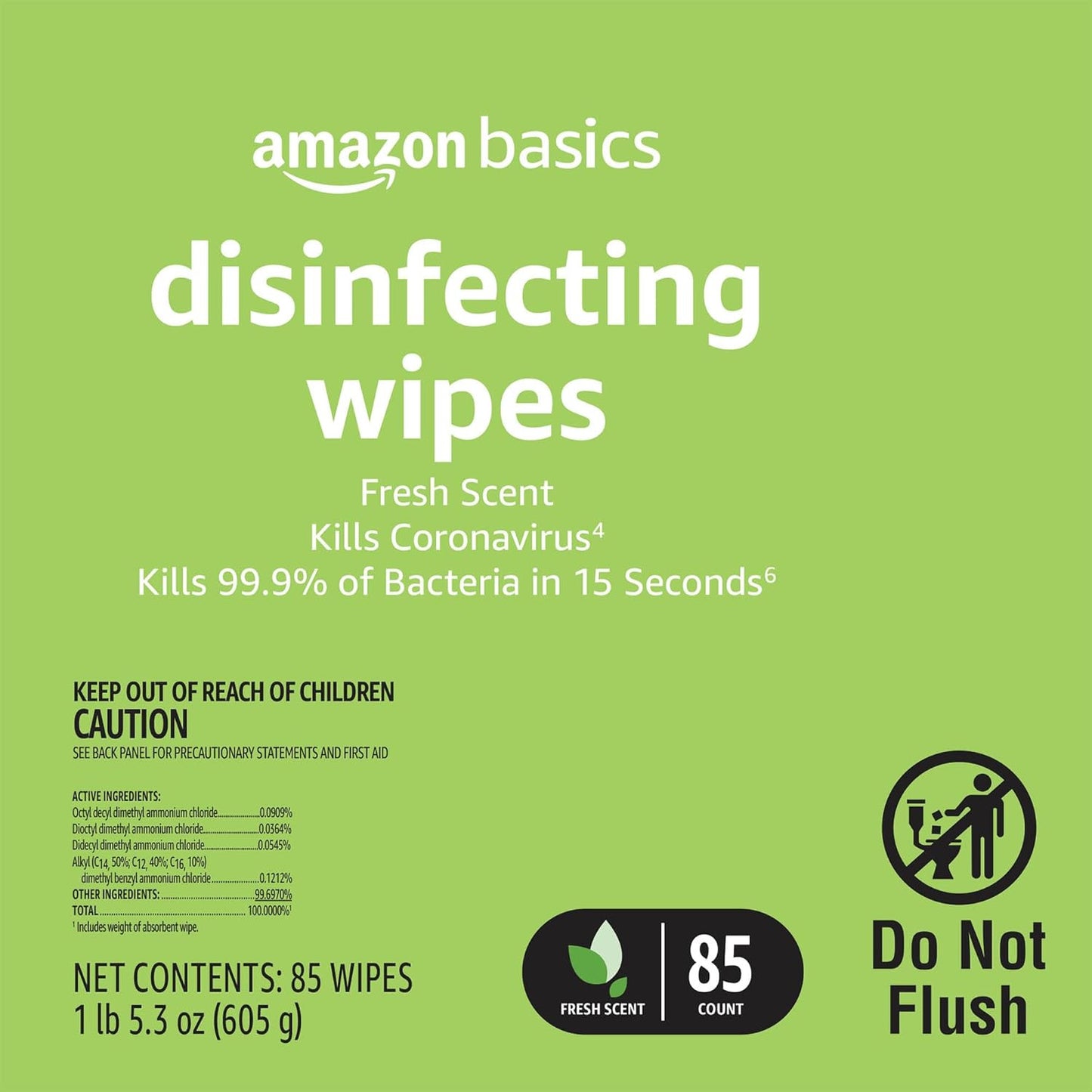 Wipes, Lemon & Fresh Scent, Sanitizes/Cleans/Deodorizes, 340 Count (4 Packs of 8