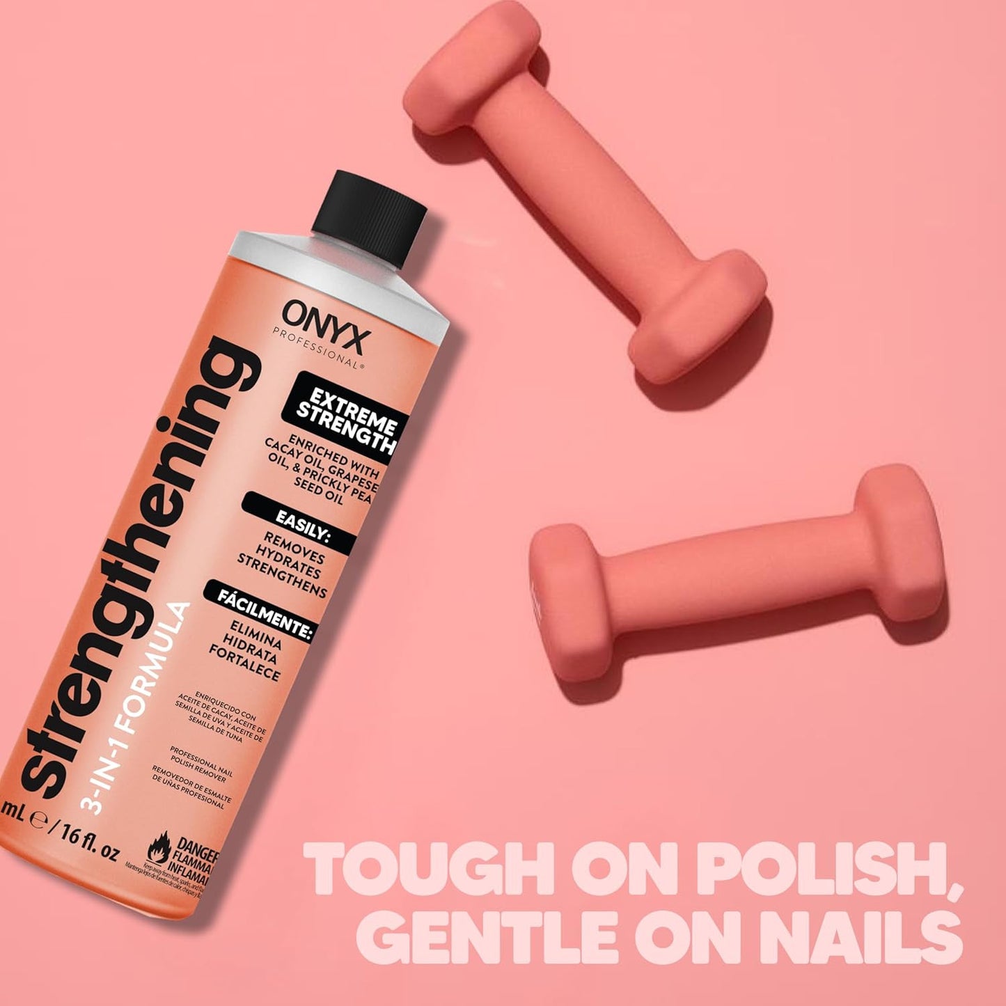 3-In-1 Strengthening Nail Polish Remover with 7 Inch Nail File, 16 Fl Oz - Remov