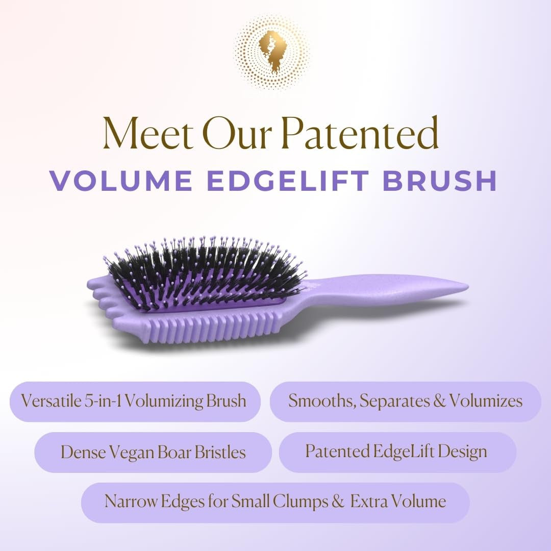 Volume Edgelift Brush, 5-In-1 Tool for Volumized Waves, Curls & Coils - Purple
