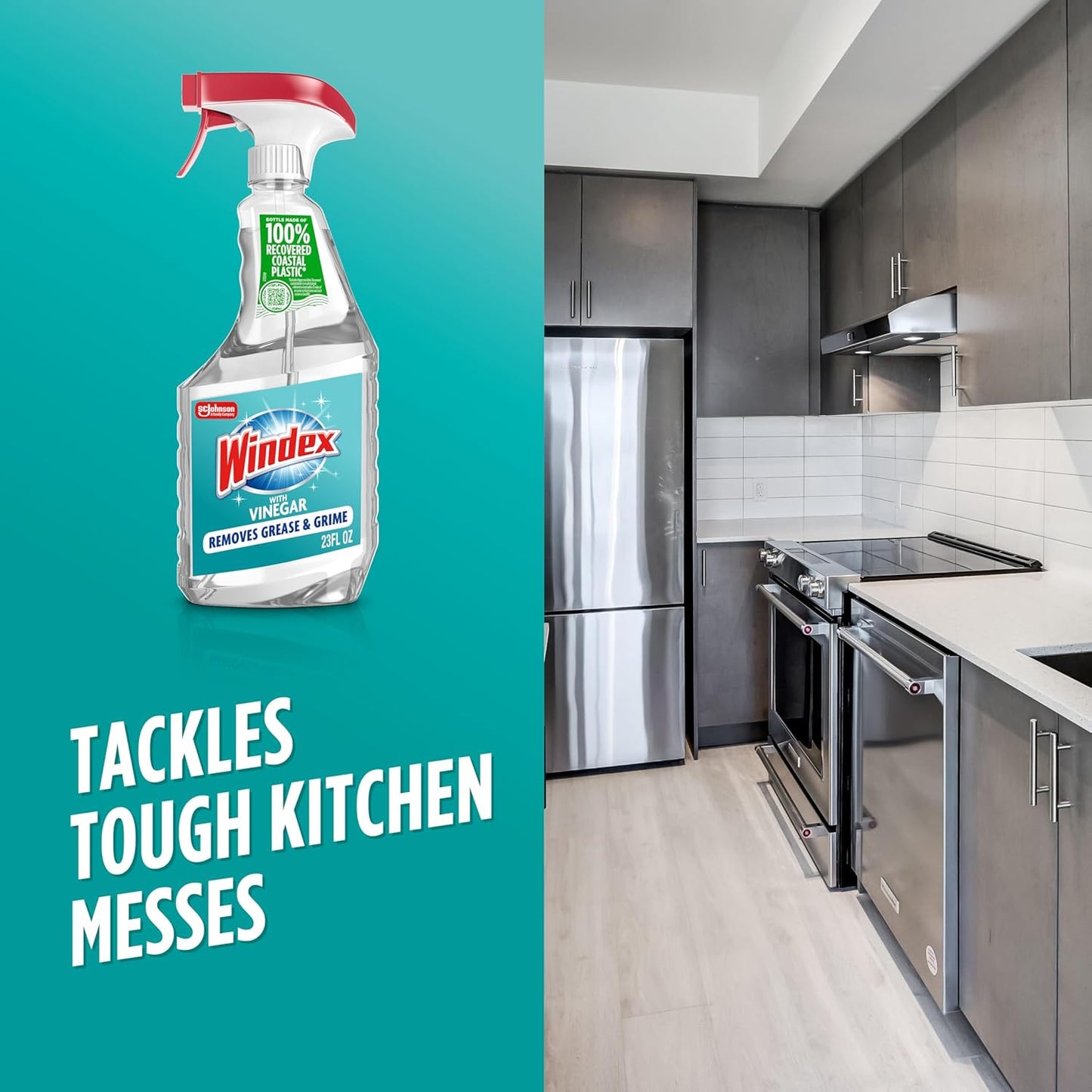 Vinegar Glass and Surface Cleaner Spray Bottle, Packaging Designed to Prevent Le