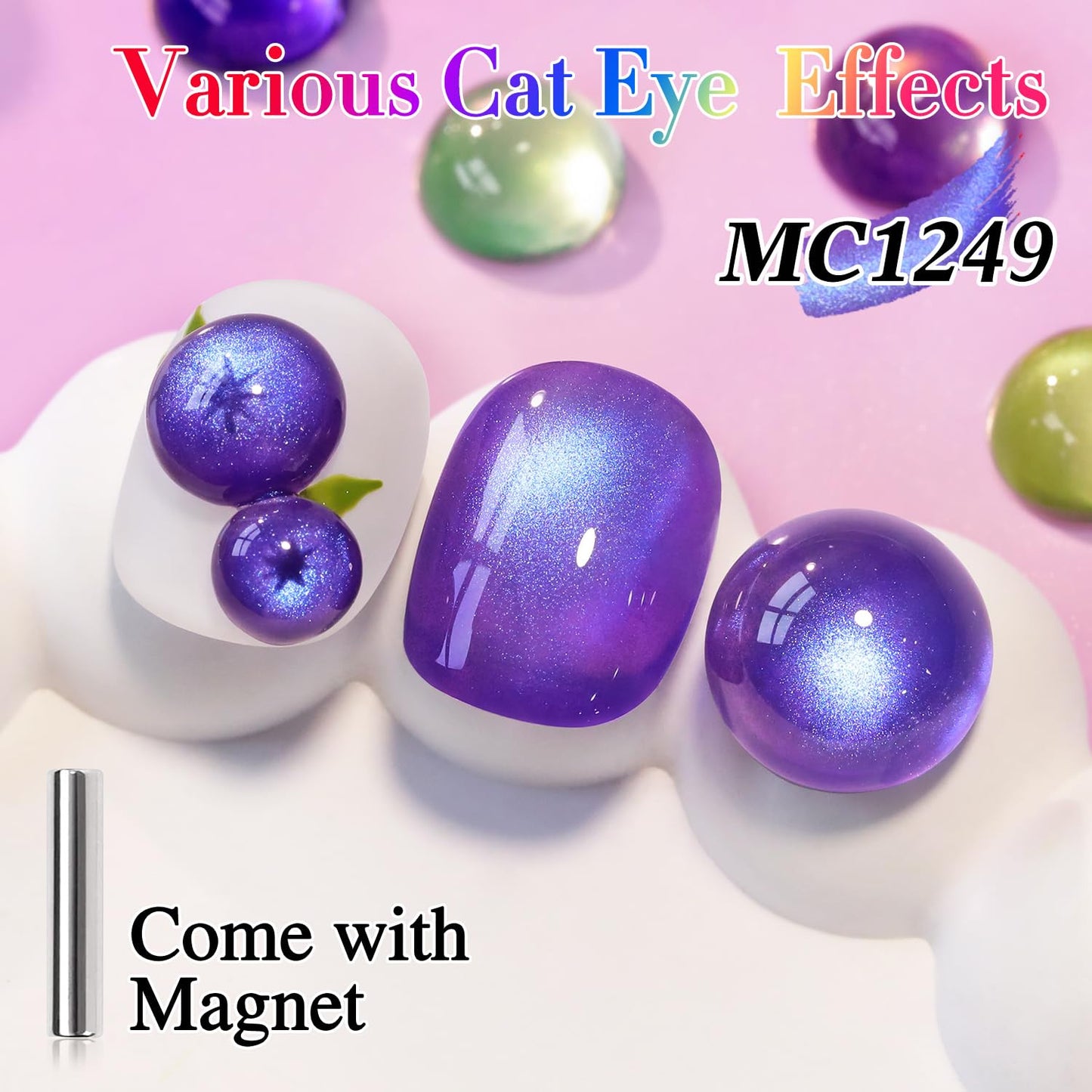 0.5 OZ Cat Eye Gel Polish with Magnet 15ML Holographic Glitter Shimmer Transluce