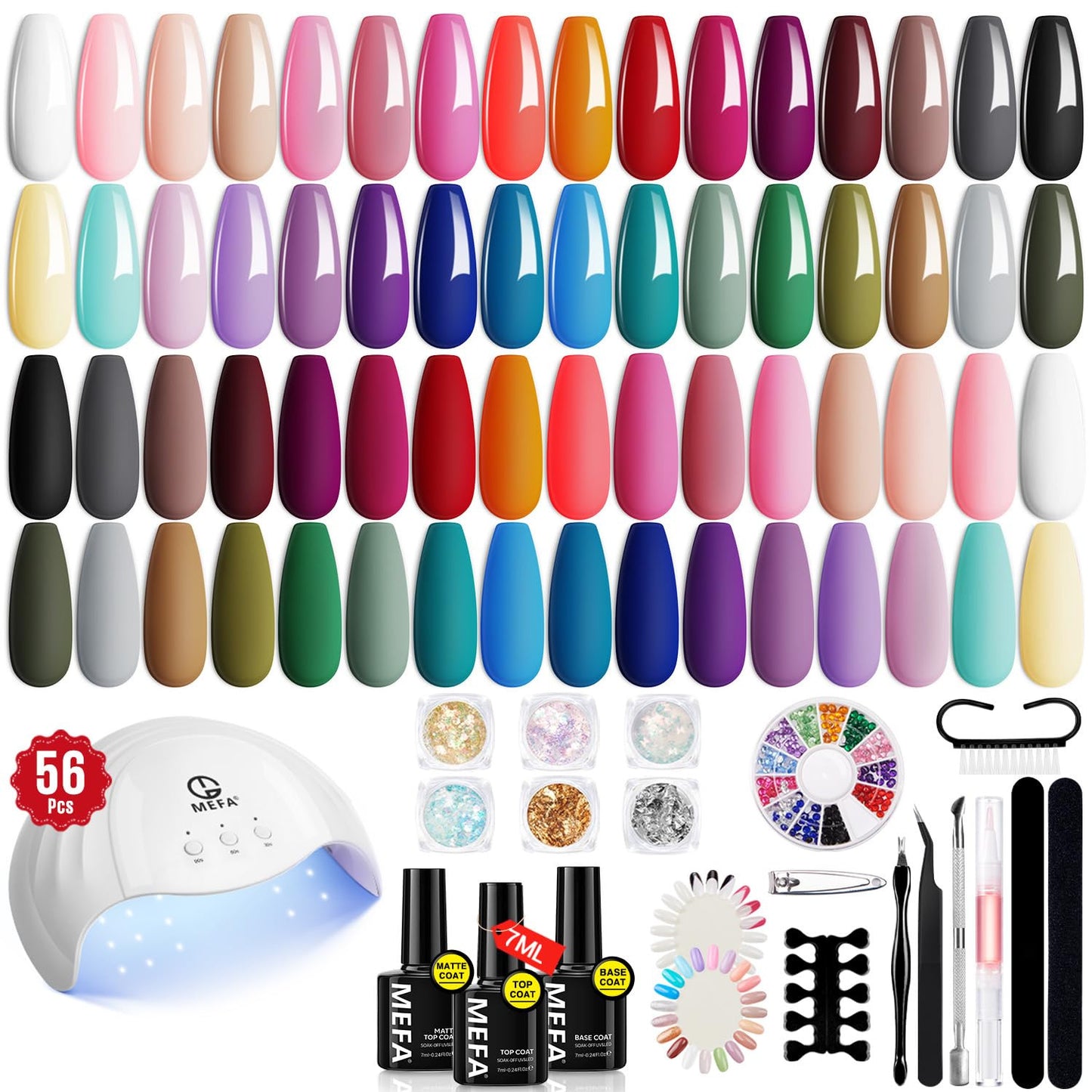 32 Colors Gel Nail Polish Kit with U V Light, 54 Pcs Nude Pink Popular Gel Nail