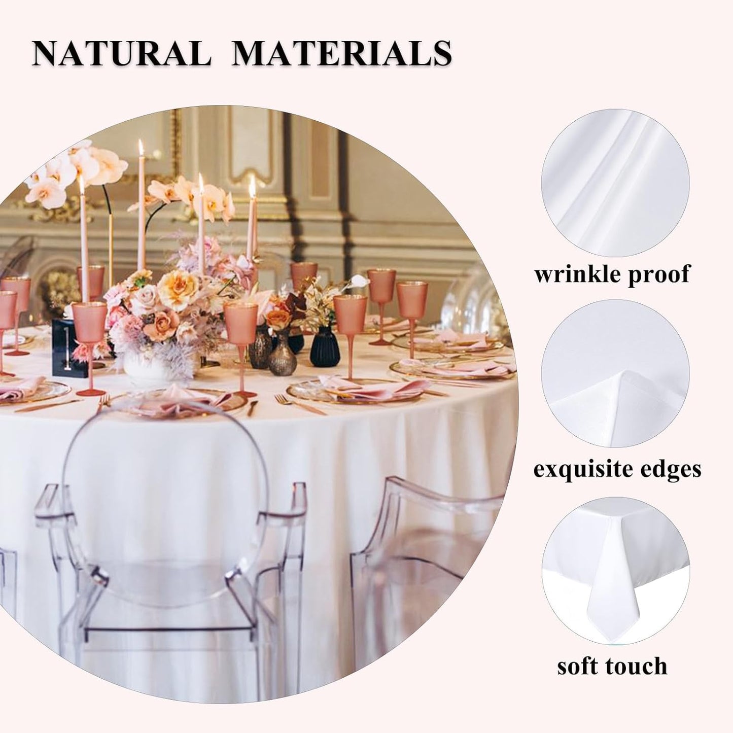 8 Pack White round Table Cloth 120 Inch Tablecloths Linens for round Tablecloth
