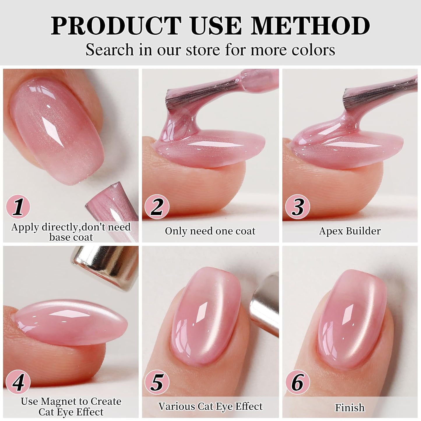 0.5 OZ Cat Eye Gel Polish with Magnet 15ML Holographic Glitter Shimmer Transluce