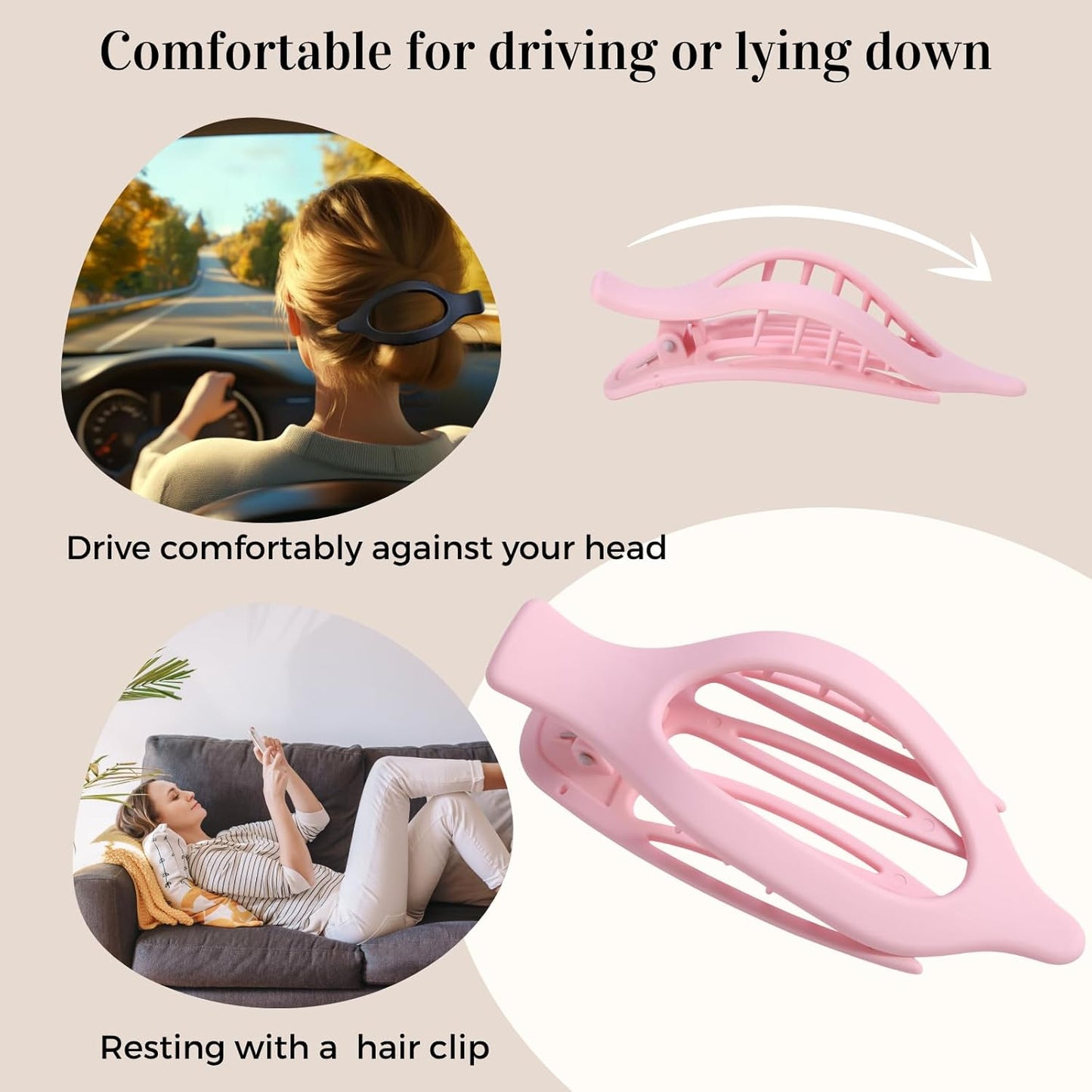 8 Pack Pastel Pink Flat Hair Clips – Cute Matte Gradient Claw Clips for Girls &