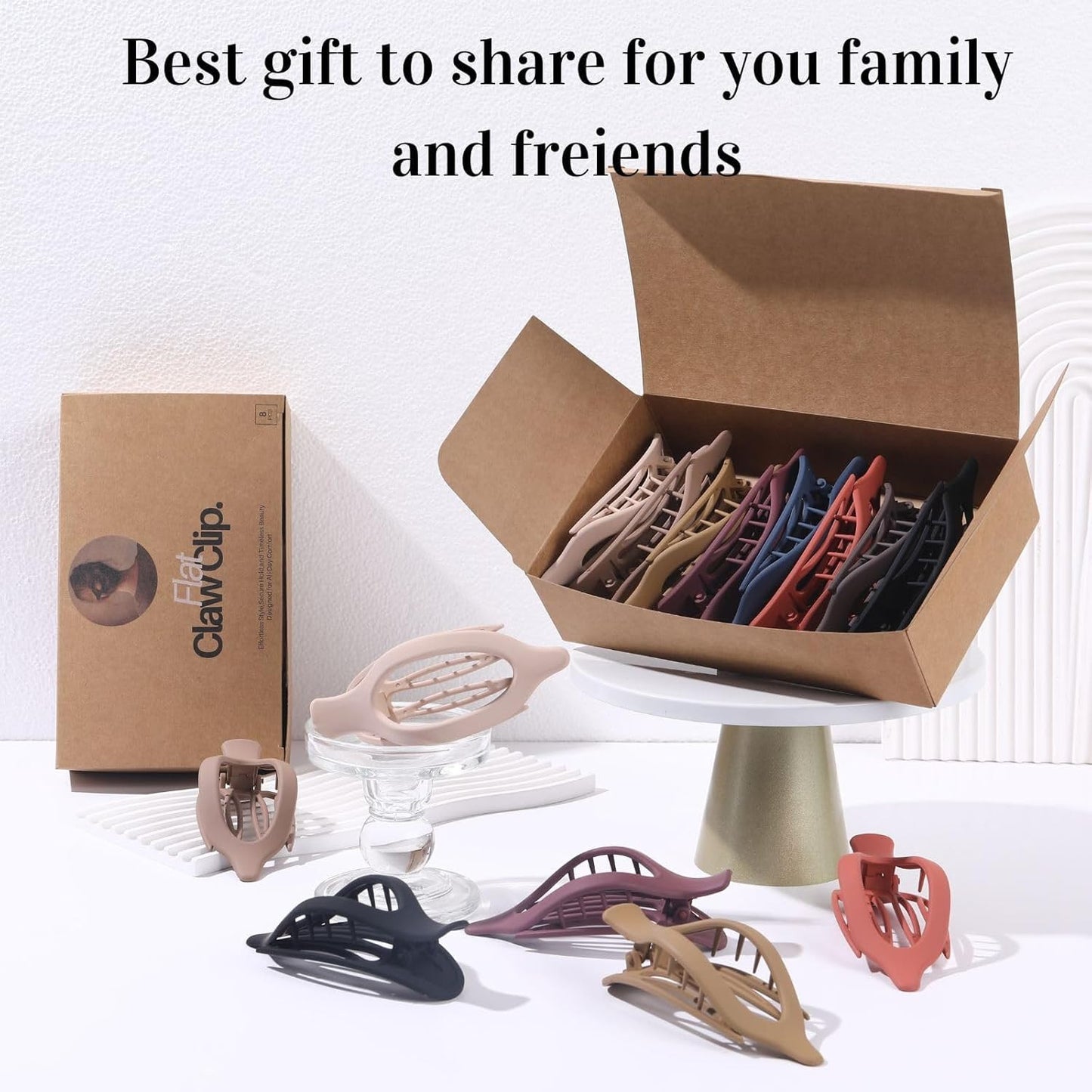 8 Pack Flat Hair Clips for Women,Matte No Crease Flat Claw Clips, Large Strong H