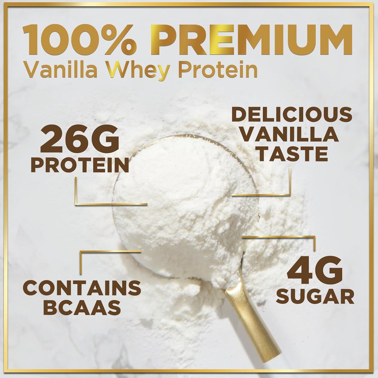 100% Whey Protein Powder, Creamy Vanilla Whey Isolate 26G Protein & Bcaas - Supp