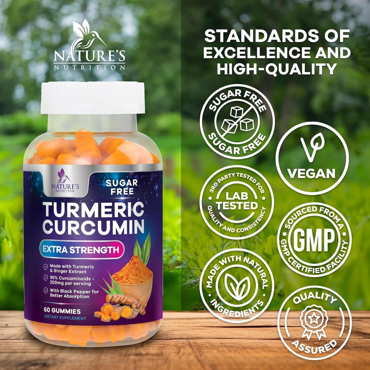 Turmeric Supplement Gummies Sugar Free - Turmeric Curcumin and Ginger Gummies wi