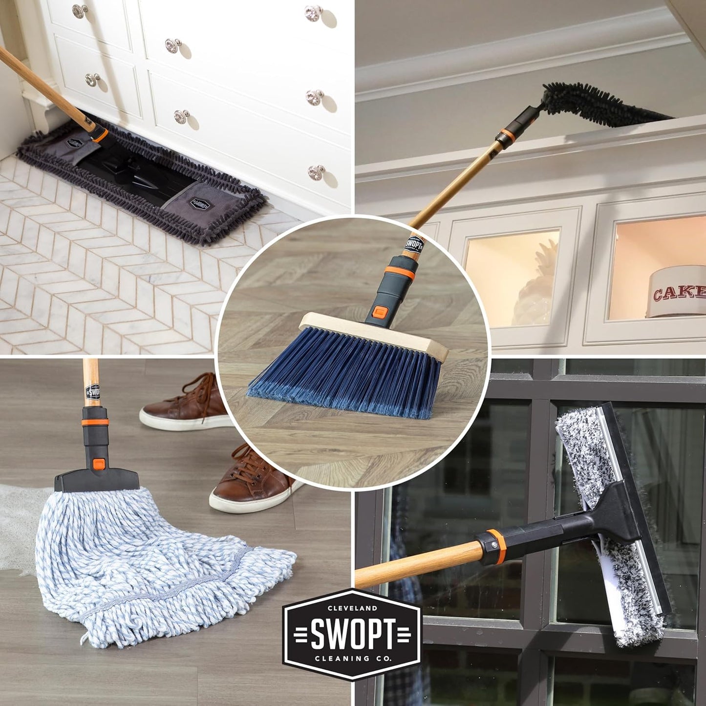 7-Piece Ultimate Indoor Kit — Includes 48” and 60” Wooden Handles, Dust Mop, Cot