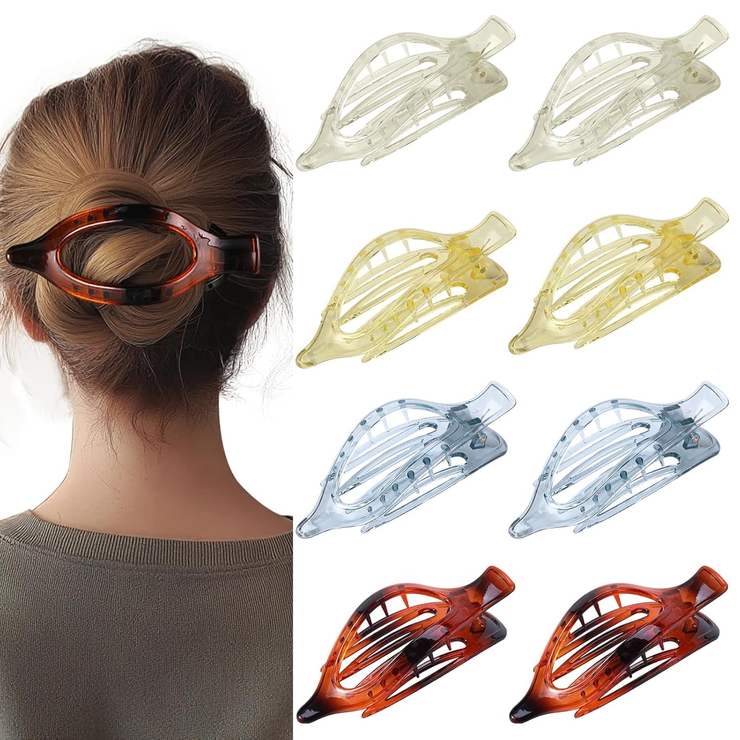 8 Pack Clear Flat Hair Clips – Matte Claw Clips for Women & Girls, Fresh Aesthet