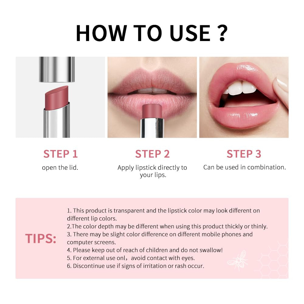 2PCS Honey Lipstick Tinted Lip Balm - Sheer Hydrating for All Skin Tones - Moist