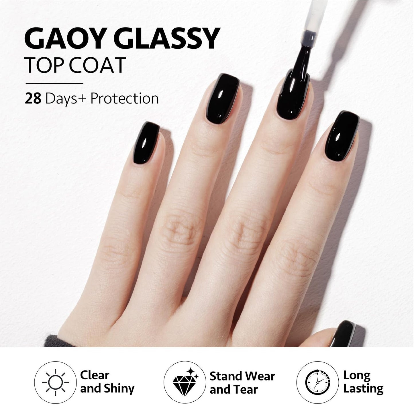 16Ml 4 Pcs Glassy Gel Top Coat and Base Coat Set, No Wipe Foundation Combination