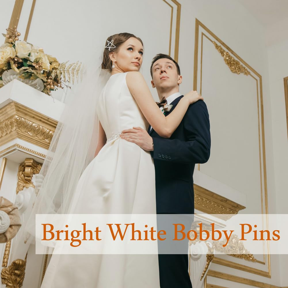 White Bobby Pins for Hair, 220 Count 2.2 Inch Wavy Style White Hair Pins for Wo