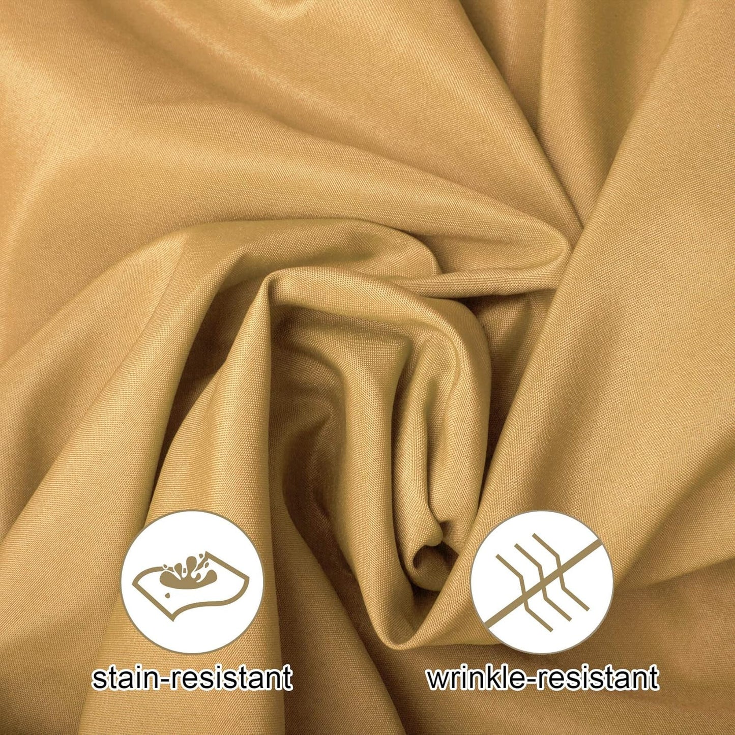 2Pack 120 Inch Gold round Tablecloth in Washable Polyester Fabric for Wedding/Ba