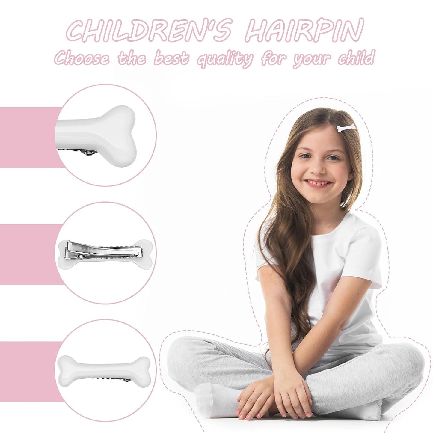 4Pcs Bone Hair Clip White Bones Hairpins for Women Girls Hair Accessories for Ha