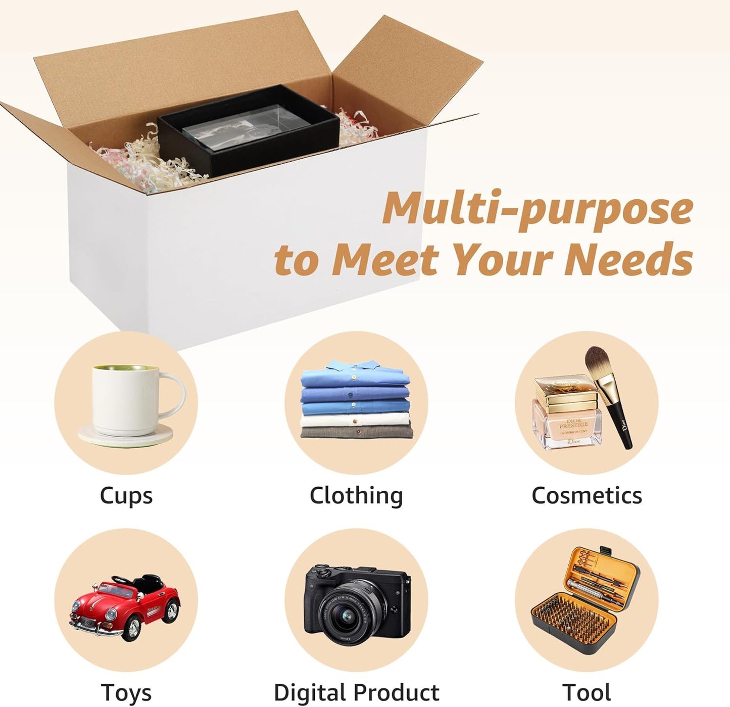 40 Pack 7X7X6 Shipping Boxes for Small Business, White Corrugated Cardboard Smal