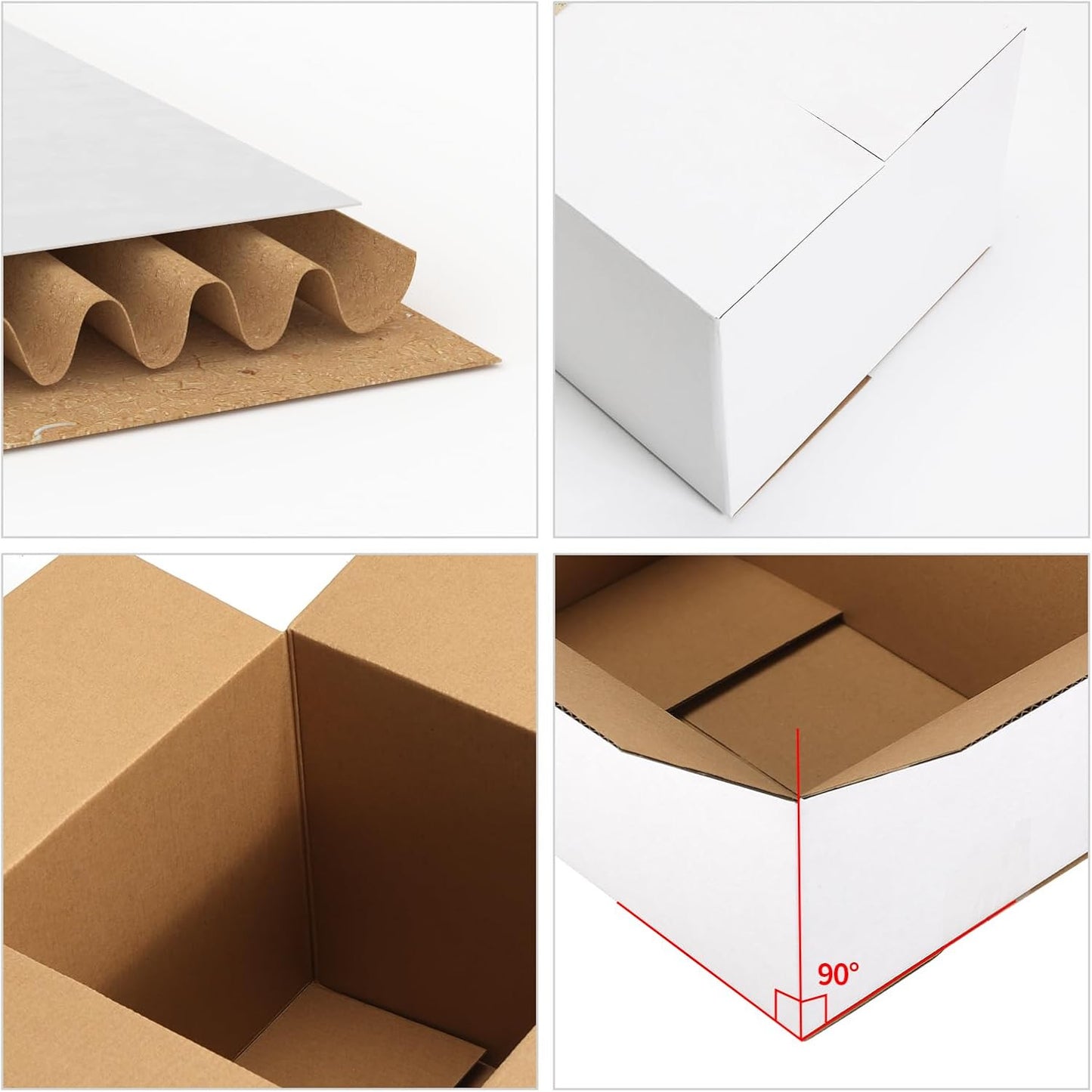 12X8X6 White Shipping Boxes Set of 15, White Corrugated Cardboard Boxes for Smal