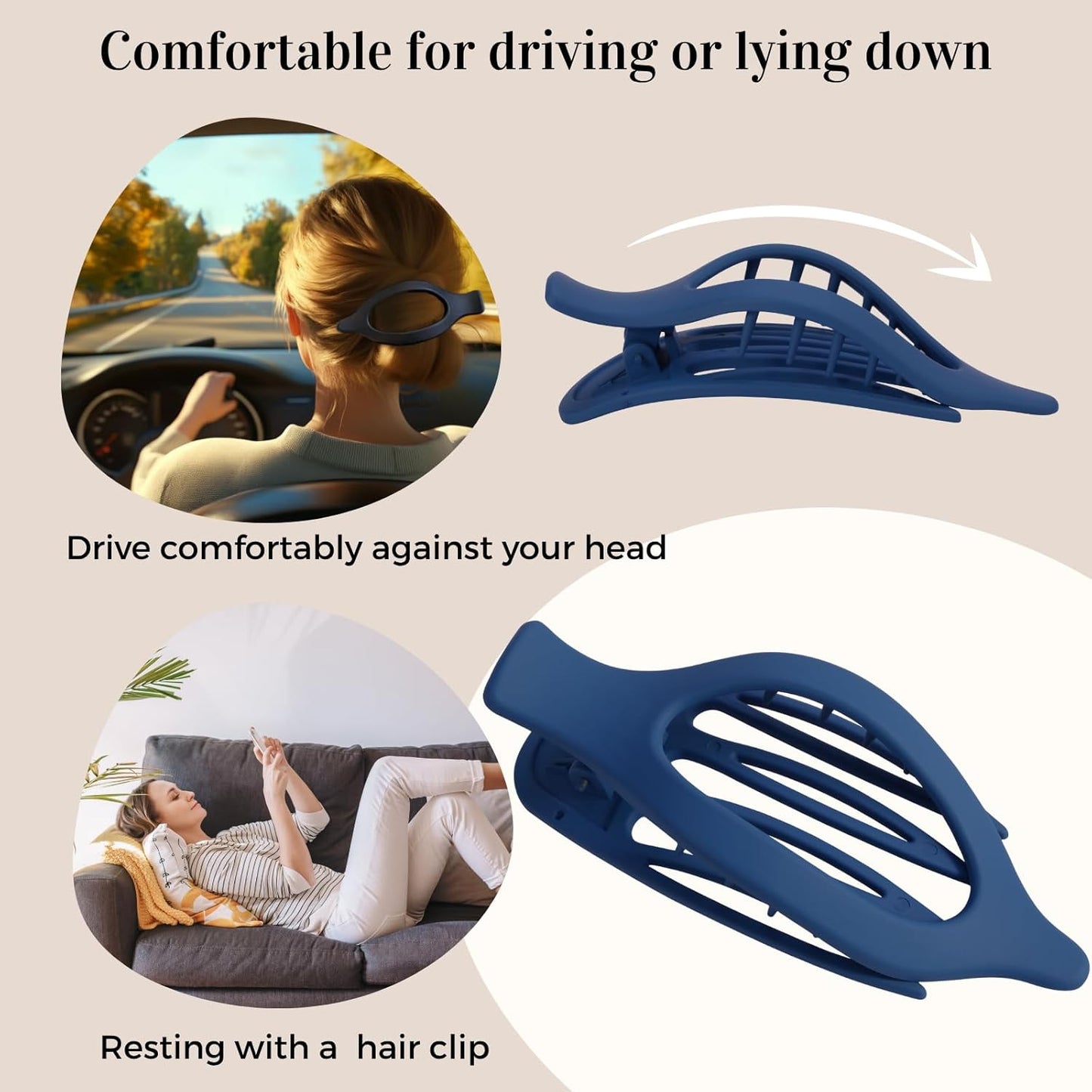 8 Pack Blue Flat Hair Clips – Matte Large French Blue Claw Clips for Women & Gir