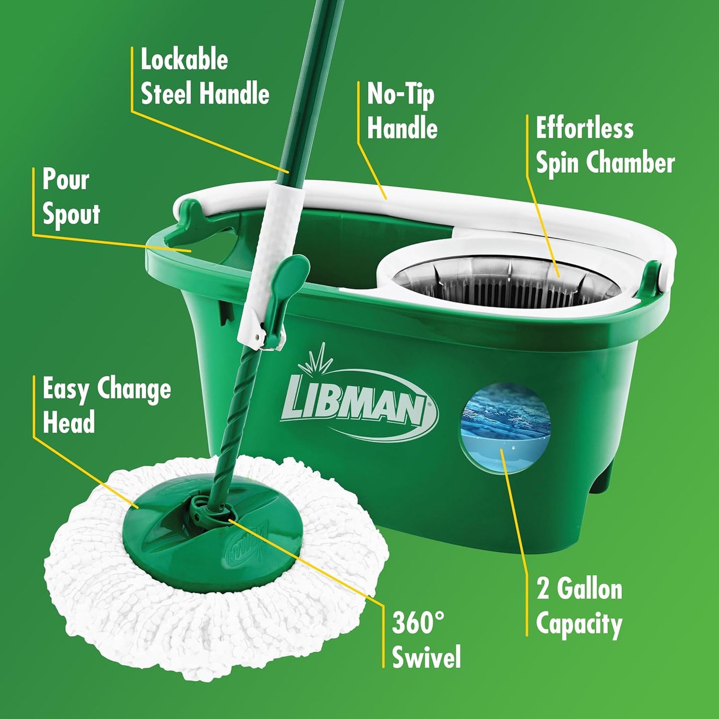 Tornado Spin Mop System, Spinning Floor Mopping and Bucket with Wringer Set for