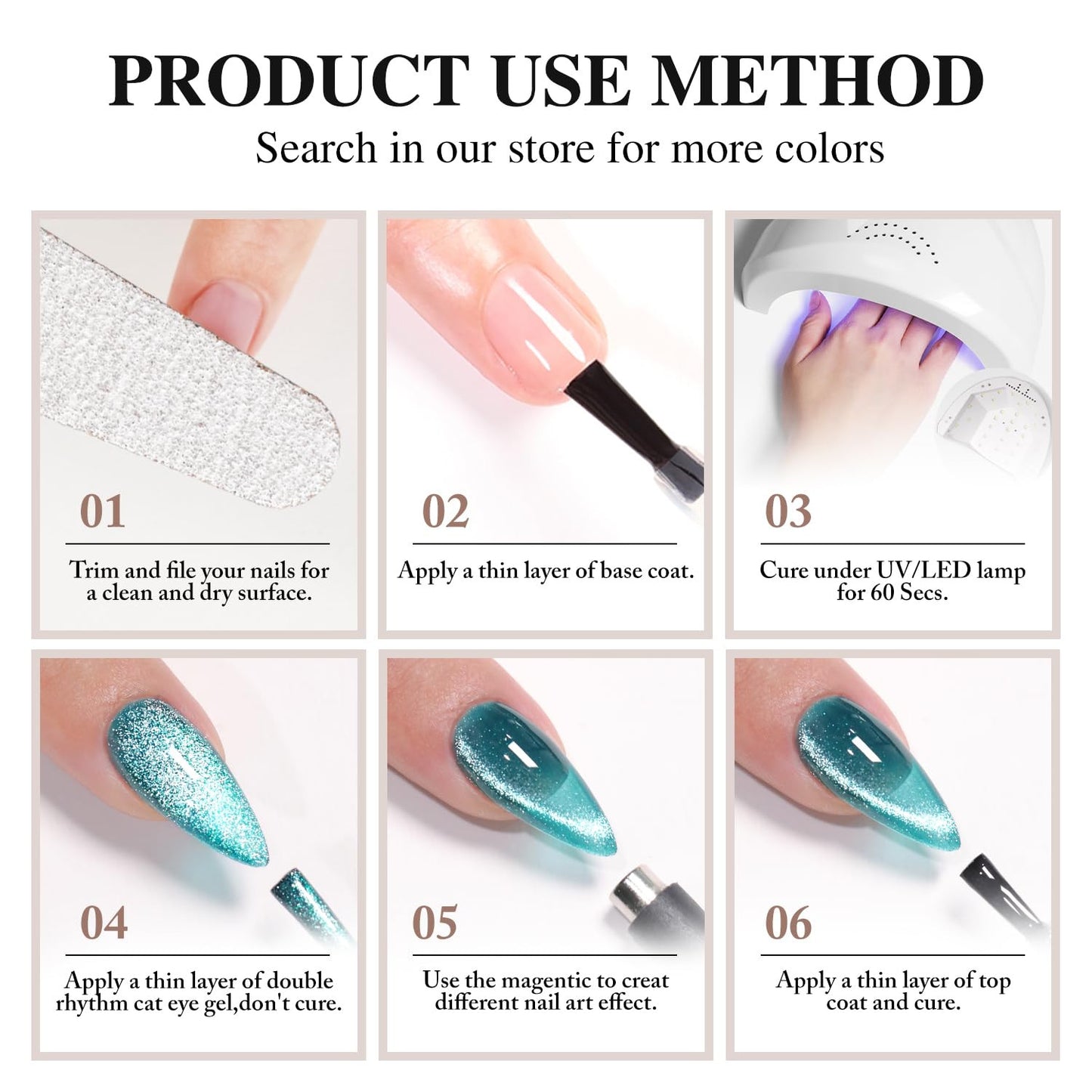 0.5 OZ Cat Eye Gel Polish with Magnet 15ML Holographic Glitter Shimmer Transluce