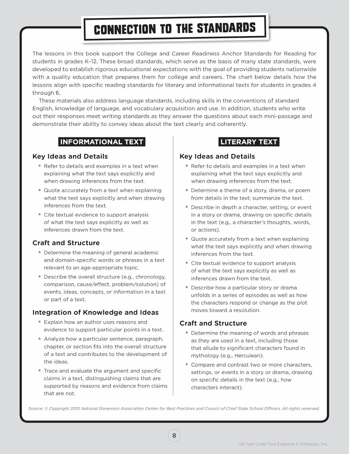 100 Task Cards: Text Evidence: Reproducible Mini-Passages with Key Questions to