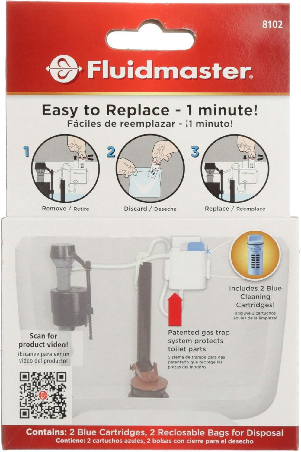 8102P8 Flush 'N Sparkle Automatic Toilet Bowl Cleaning System Refills, Blue 2-Pa